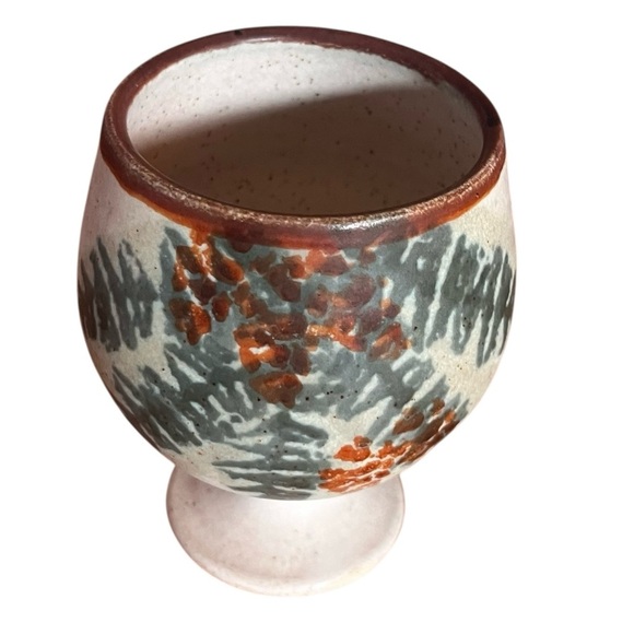 Art Studio Pottery Pine Cone Goblet Footed Bowl MCM - Picture 2 of 8